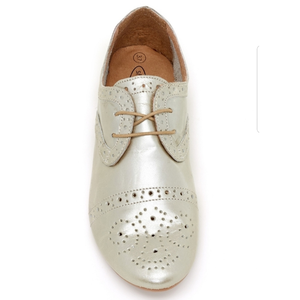 Sheridan Mia Praha Silver Leather Tie Oxfords 39 - Picture 2 of 10